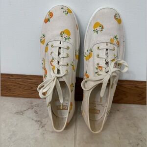 Pre-owned size 9 KATE SPADE New York X KEDS Collab White -Oranges Lace up shoes
